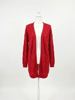 NEW MICHELLE MAE romona open knit cardigan in red